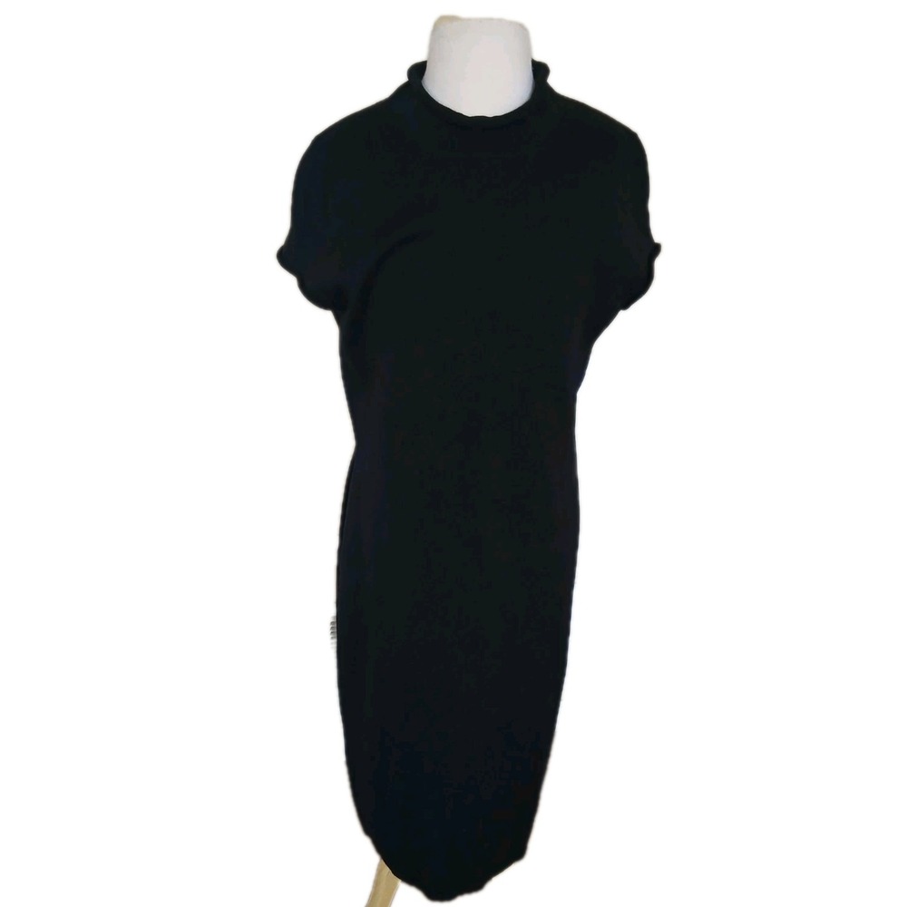 Peruvian Connection Black Maxi Dress Scoop Neck Minimalist Preppy Academia S